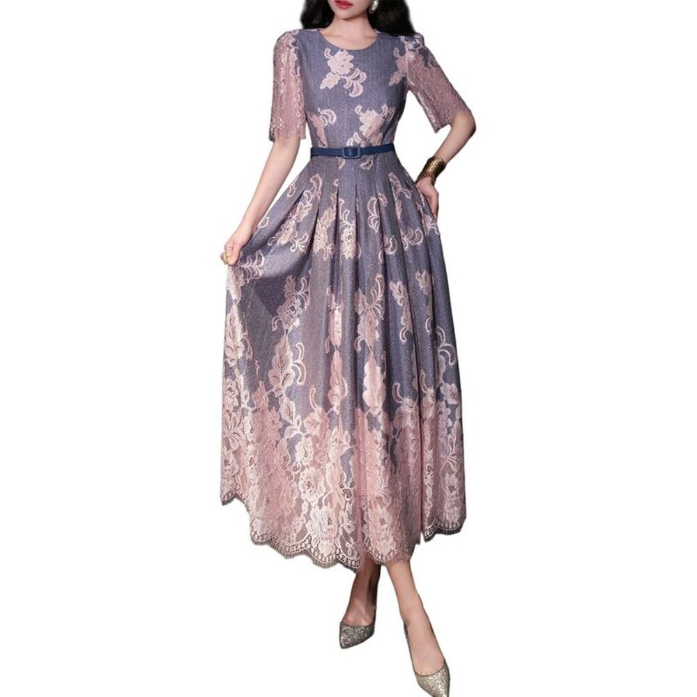 Burryco Womens Short Sleeve Midi Dress